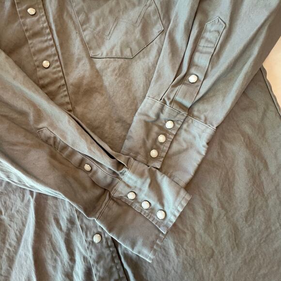 Wrangler Pearl Snap Long Sleeve Gray Button‎ Up Shirt Heavy Weight Cotton XL - Picture 6 of 9